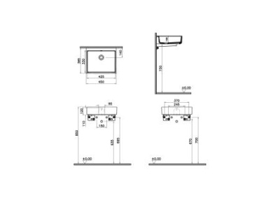 Раковина-чаша ArchiPlan, прямоугольная 45 см, цвет белый